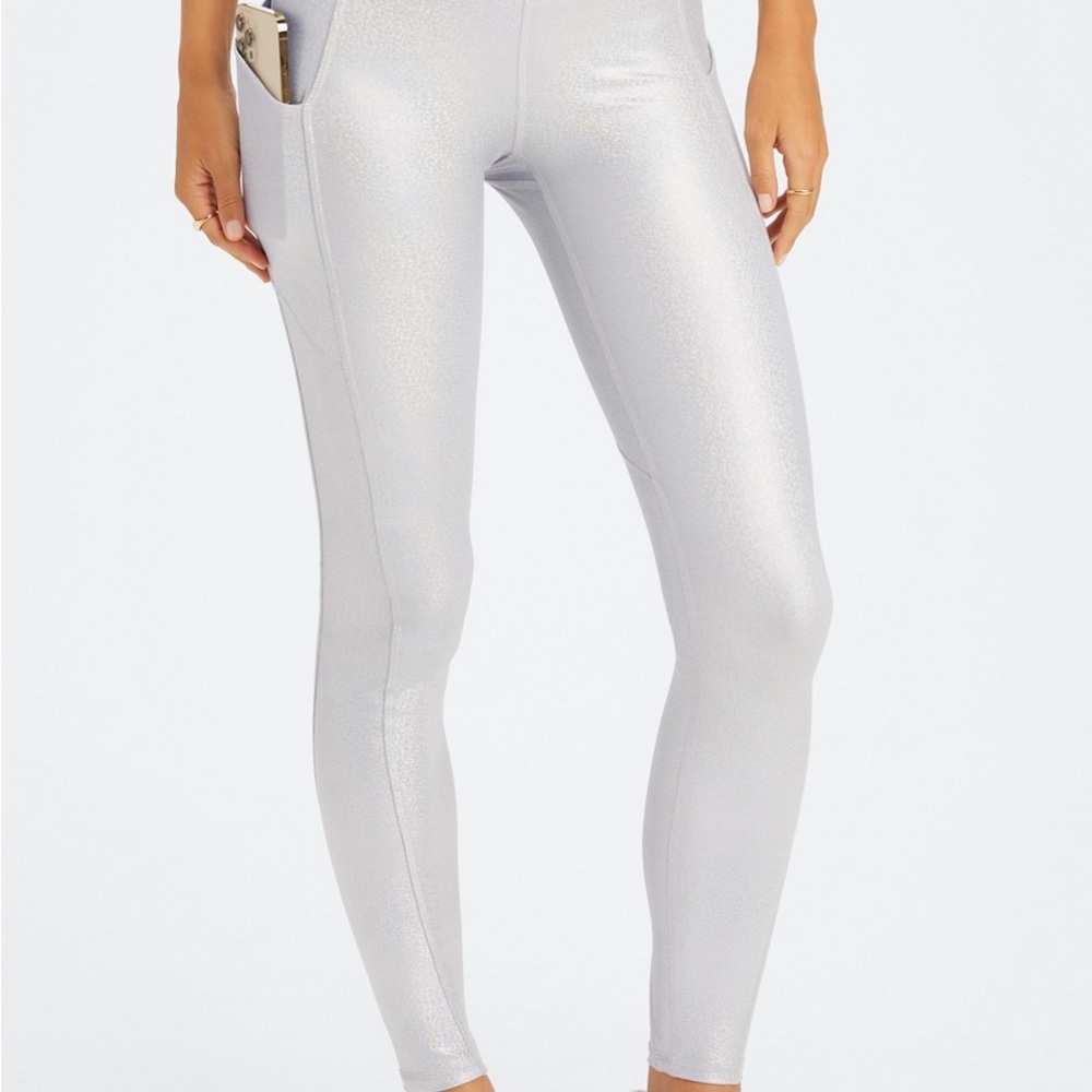 Fabletics Metallic Silver Leggings - Size S